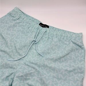 Michael Kors MK Teal Monogram Signature Logo Swim Trunks